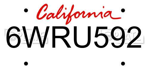 6WRU592 California License Plate