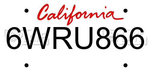 6WRU866 California License Plate