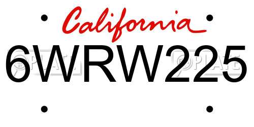 6WRW225 California License Plate