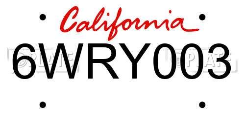 6WRY003 California License Plate