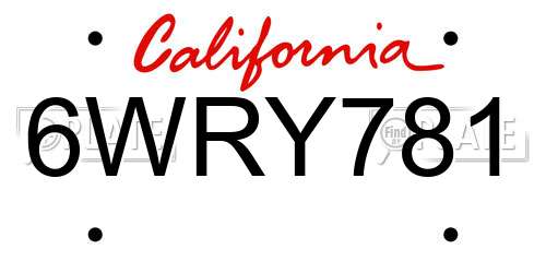 6WRY781 California License Plate