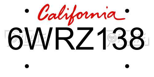 6WRZ138 California License Plate