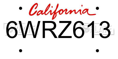 6WRZ613 California License Plate