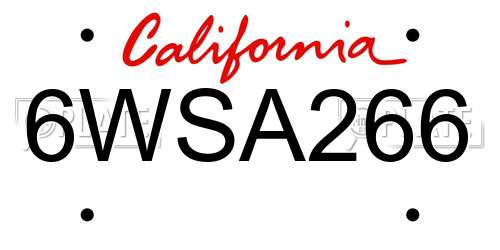 6WSA266 California License Plate