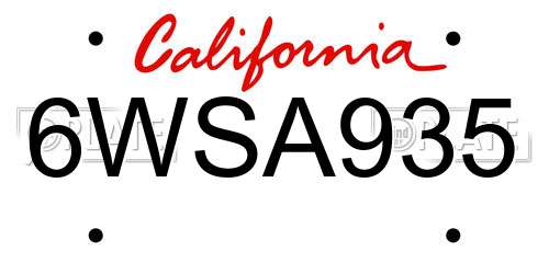 6WSA935 California License Plate
