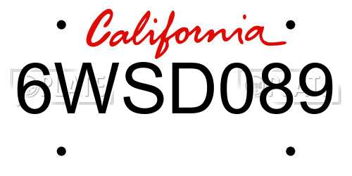 6WSD089 California License Plate