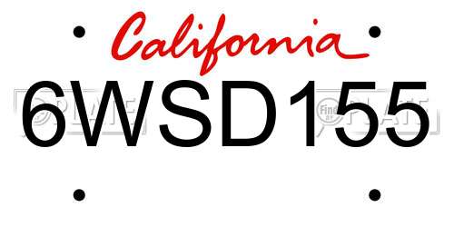 6WSD155 California License Plate