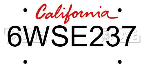 6WSE237 California License Plate
