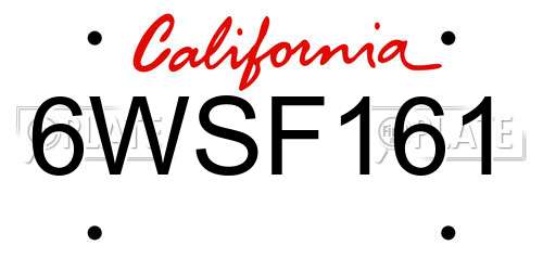 6WSF161 California License Plate