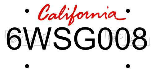 6WSG008 California License Plate