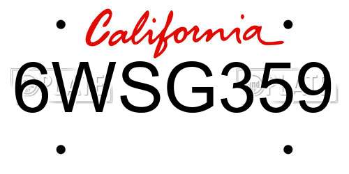 6WSG359 California License Plate