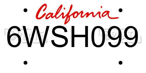 6WSH099 California License Plate