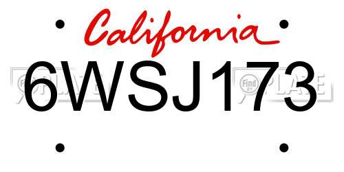 6WSJ173 California License Plate