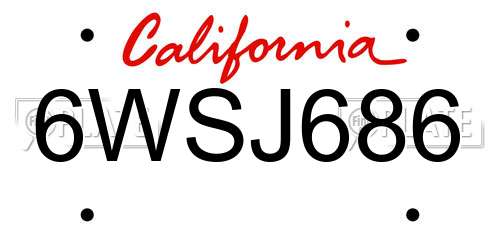 6WSJ686 California License Plate