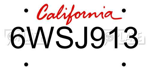 6WSJ913 California License Plate