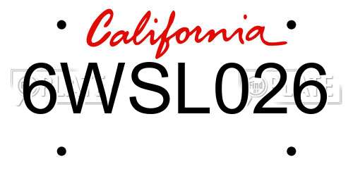 6WSL026 California License Plate