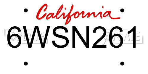6WSN261 California License Plate