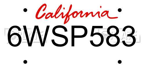 6WSP583 California License Plate