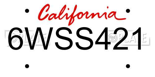 6WSS421 California License Plate