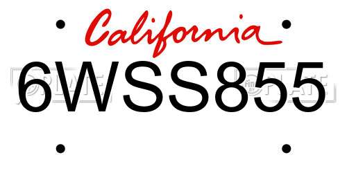 6WSS855 California License Plate