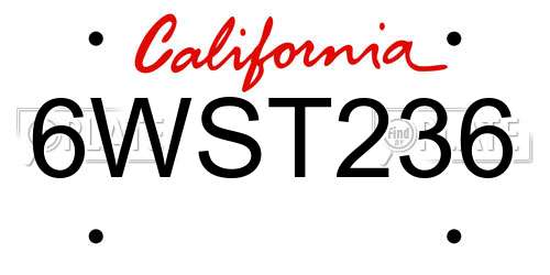 6WST236 California License Plate