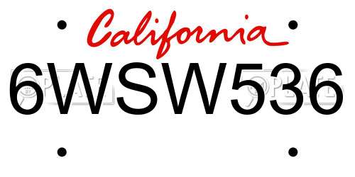 6WSW536 California License Plate
