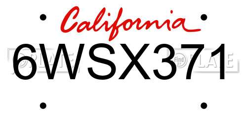 6WSX371 California License Plate