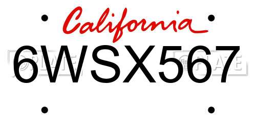 6WSX567 California License Plate