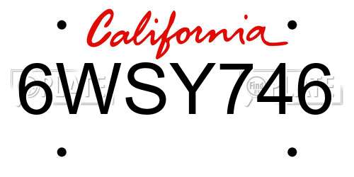 6WSY746 California License Plate