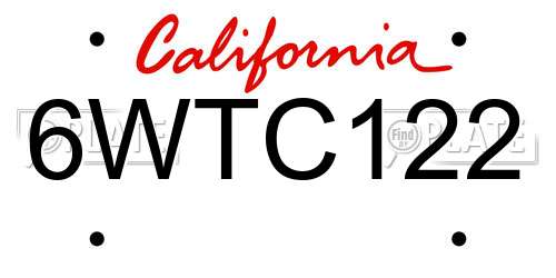 6WTC122 California License Plate