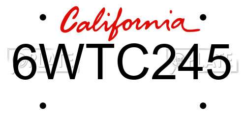 6WTC245 California License Plate