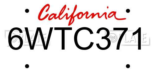 6WTC371 California License Plate
