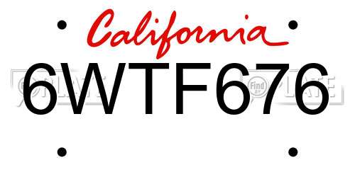 6WTF676 California License Plate