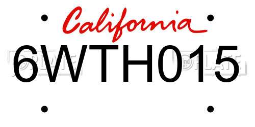 6WTH015 California License Plate