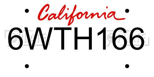 6WTH166 California License Plate