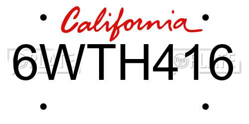 6WTH416 California License Plate