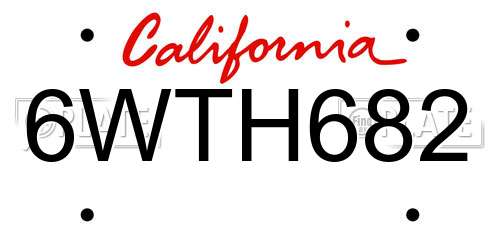 6WTH682 California License Plate