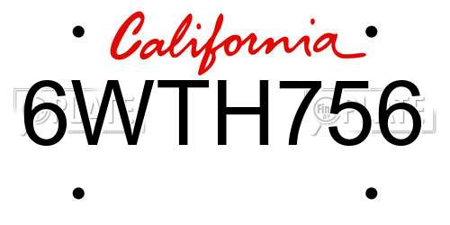 6WTH756 California License Plate