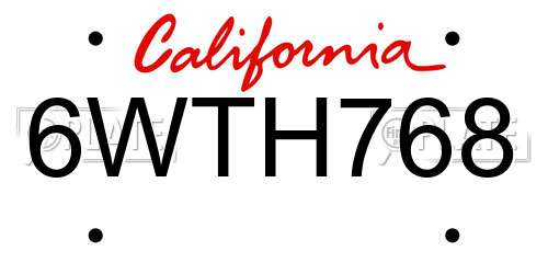 6WTH768 California License Plate