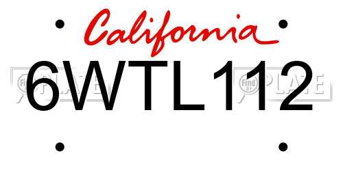 6WTL112 California License Plate
