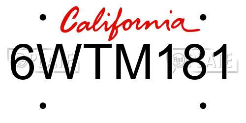 6WTM181 California License Plate