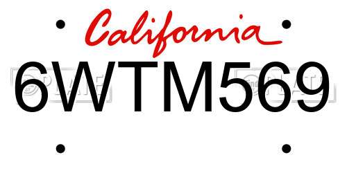 6WTM569 California License Plate