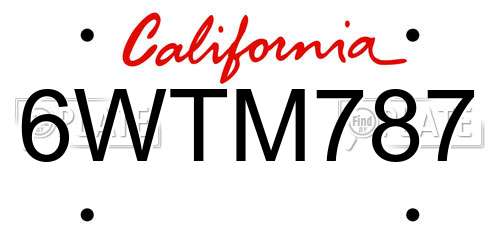 6WTM787 California License Plate