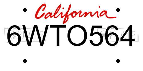 6WTO564 California License Plate