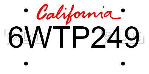 6WTP249 California License Plate