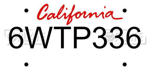 6WTP336 California License Plate