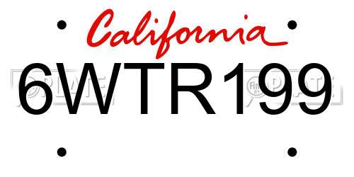 6WTR199 California License Plate