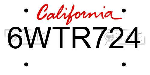 6WTR724 California License Plate
