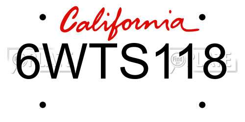 6WTS118 California License Plate