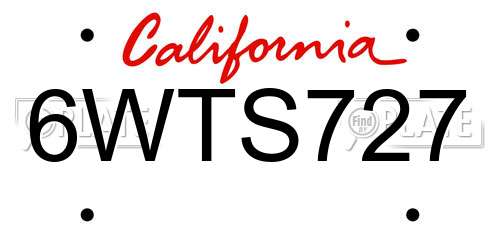 6WTS727 California License Plate